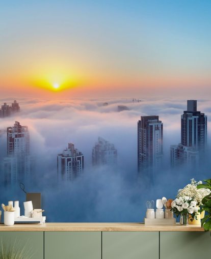 fond d'écran de Dubaï ville brumeuse