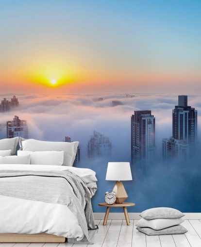 fond d'écran de Dubaï ville brumeuse