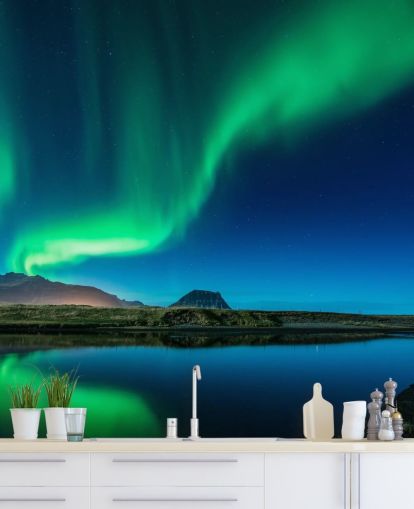 Papel de parede azul e verde da aurora boreal Papel de parede azul e verde da aurora boreal