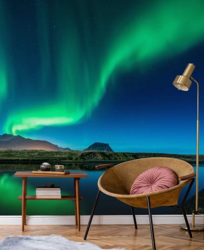 Blå og grønn nordlys Bakgrunn