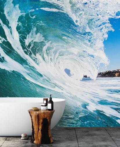 mural de papel de parede de ondas azuis chamado Rolling Waves by Image Source para quartos de adolescentes e salas de jogos mural de papel de parede de ondas azuis chamado Rolling Waves by Image Source para quartos de adolescentes e salas de jogos