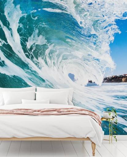 blue wave wallpaper mural called Rolling Waves by Image Source for teen's bedrooms and games rooms