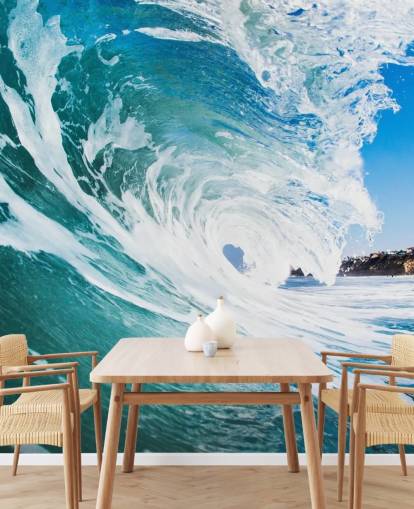 blue wave wallpaper mural called Rolling Waves by Image Source for teen's bedrooms and games rooms