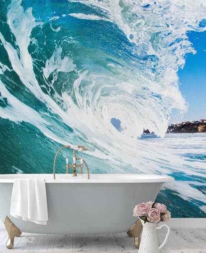 Blaue Wellentapete namens Rolling Waves von Image Source für Schlafzimmer und Spielzimmer von Teenagern Blaue Wellentapete namens Rolling Waves von Image Source für Schlafzimmer und Spielzimmer von Teenagern