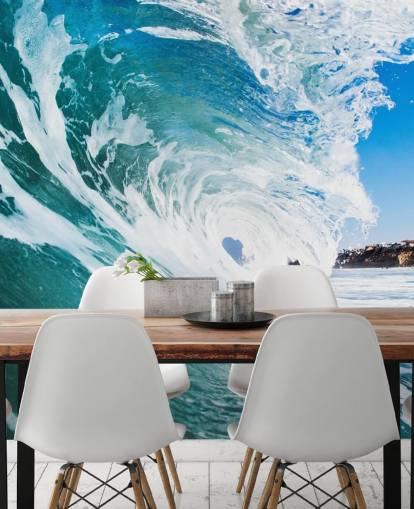 mural de papel pintado Blue Waves llamado Rolling Waves de Image Source para dormitorios de adolescentes y salas de juegos