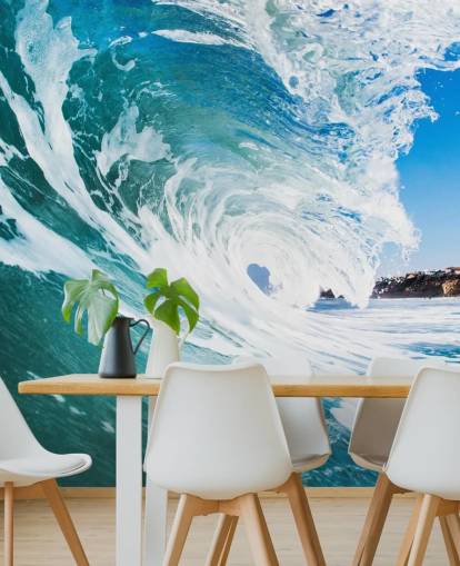 blue wave wallpaper mural called Rolling Waves by Image Source for teen's bedrooms and games rooms