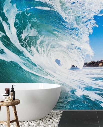 blå bølge tapetmaleri kaldet Rolling Waves af Image Source til teenagers soveværelser og spillelokaler