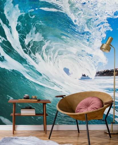 mural de papel pintado Blue Waves llamado Rolling Waves de Image Source para dormitorios de adolescentes y salas de juegos