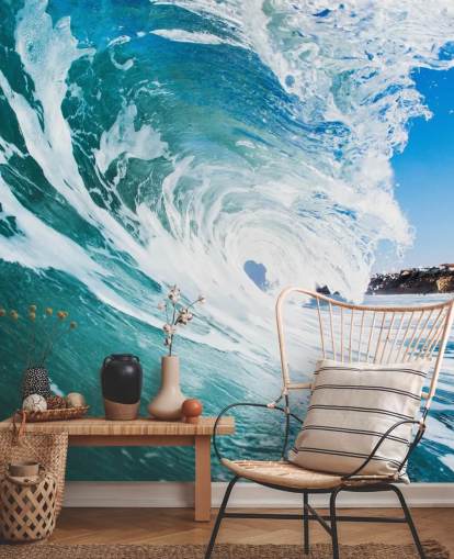papier peint mural Blue Wave appelé Rolling Waves par Image Source pour les chambres d'adolescents et les salles de jeux