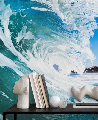 blue wave wallpaper mural called Rolling Waves by Image Source for teen's bedrooms and games rooms
