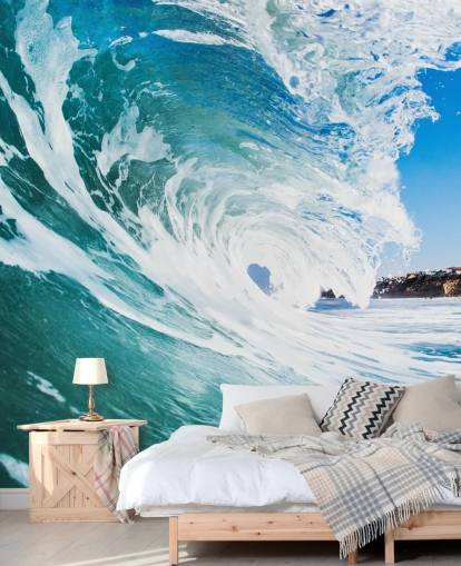 Blaue Wellentapete namens Rolling Waves von Image Source für Schlafzimmer und Spielzimmer von Teenagern Blaue Wellentapete namens Rolling Waves von Image Source für Schlafzimmer und Spielzimmer von Teenagern