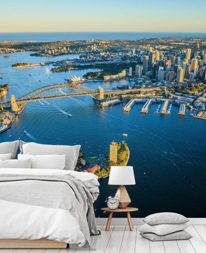 luchtfoto van sydney harbour wallpaper
