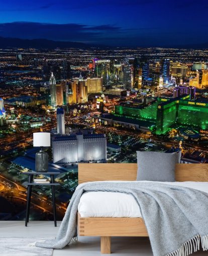 las vegas lit up at night wall mural
