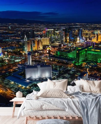mural de pared de las vegas iluminado por la noche