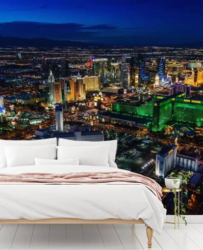 mural de pared de las vegas iluminado por la noche