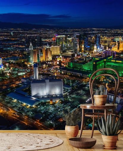 mural de pared de las vegas iluminado por la noche