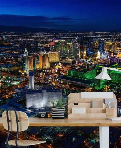 las vegas lit up at night wall mural