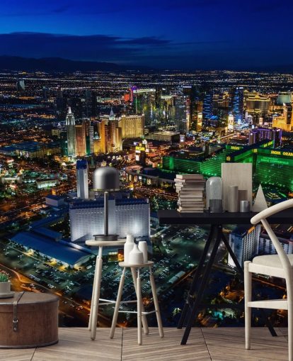 mural de pared de las vegas iluminado por la noche mural de pared de las vegas iluminado por la noche