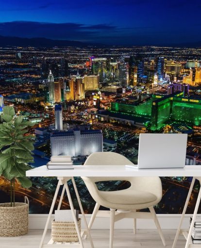 mural de pared de las vegas iluminado por la noche