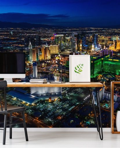 mural de pared de las vegas iluminado por la noche