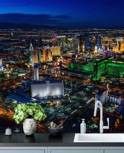 mural de pared de las vegas iluminado por la noche