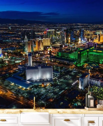 las vegas iluminou o mural de parede à noite las vegas iluminou o mural de parede à noite
