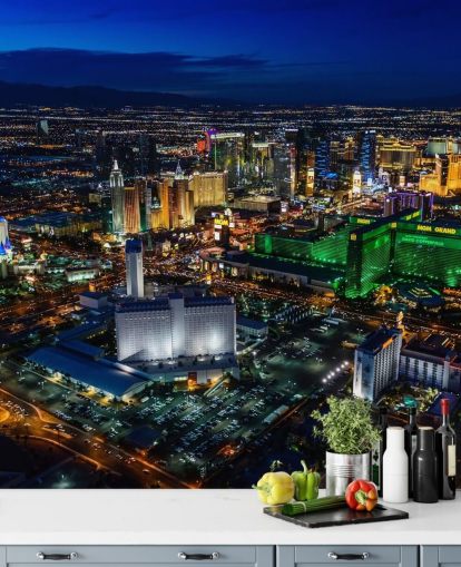 las vegas iluminou o mural de parede à noite