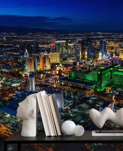 mural de pared de las vegas iluminado por la noche