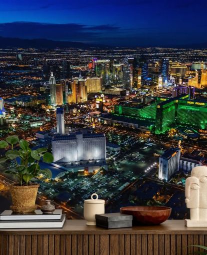 mural de pared de las vegas iluminado por la noche mural de pared de las vegas iluminado por la noche