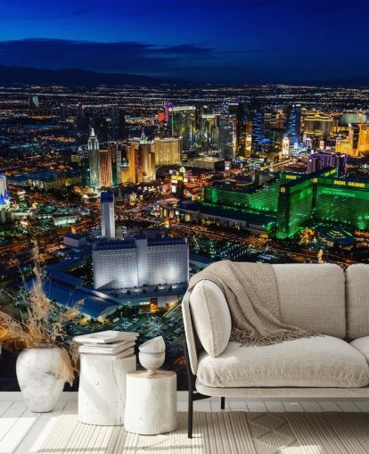 las vegas lit up at night wall mural