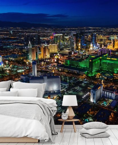 las vegas lit up at night wall mural