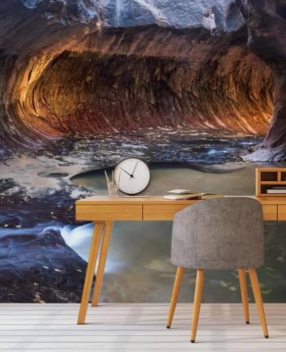 lit up cave in zion national park wallpaper