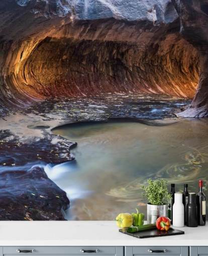 fondo de pantalla iluminado cueva en el parque nacional zion