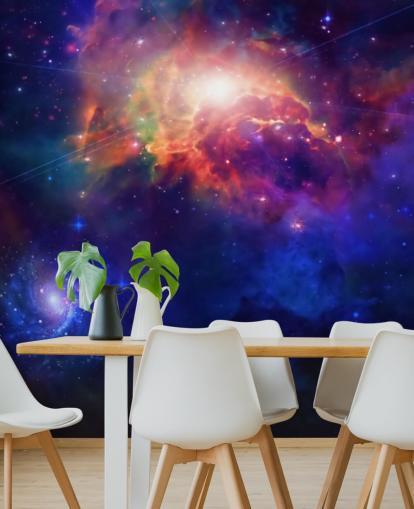Wandbild Space for Child's Bedroom, personalisierbar, blau und lila