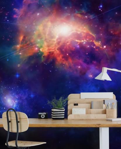 blå och lila anpassningsbar rymdtapet väggmålning som heter Space for Children's Bedroom blå och lila anpassningsbar rymdtapet väggmålning som heter Space for Children's Bedroom