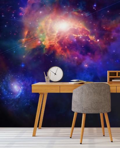 blue and purple customizable space wallpaper mural called Space for child's bedroom