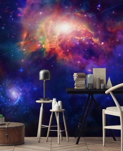blue and purple customizable space wallpaper mural called Space for child's bedroom