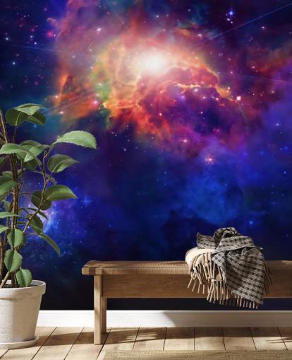 blå och lila anpassningsbar rymdtapet väggmålning som heter Space for Children's Bedroom