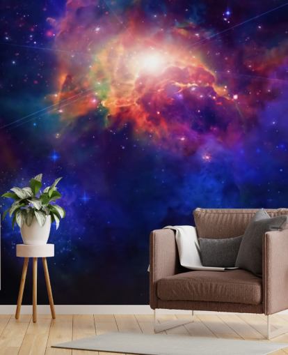 Wandbild Space for Child's Bedroom, personalisierbar, blau und lila