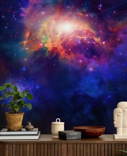 blue and purple customizable space wallpaper mural called Space for child's bedroom