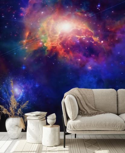 blå og lilla tilpassbar romtapetveggmaleri kalt Space for barns soverom