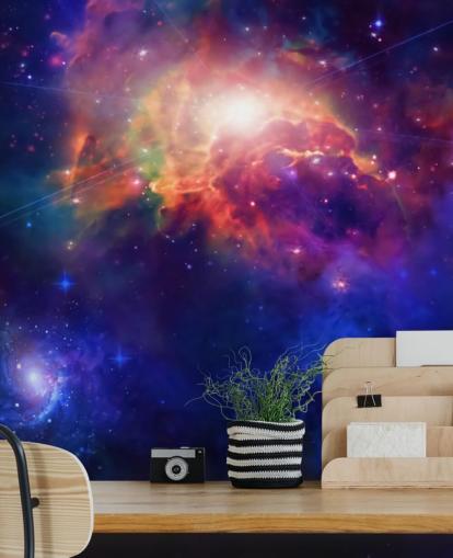 Wandbild Space for Child's Bedroom, personalisierbar, blau und lila