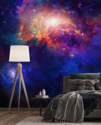 Wandbild Space for Child's Bedroom, personalisierbar, blau und lila