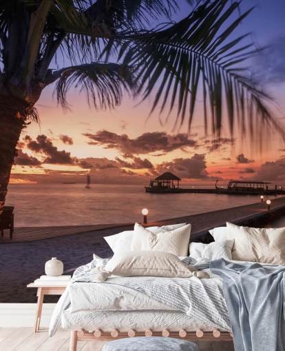 Peaceful Maldives Sunset Photo Wallpaper