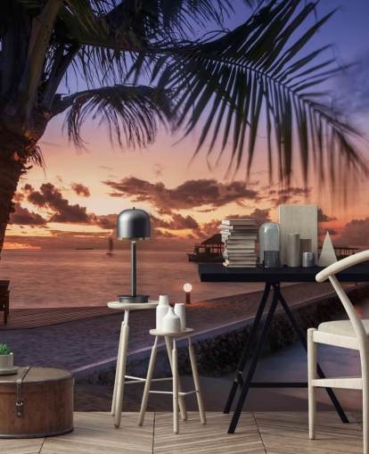 Fredelig Maldiverne Sunset Photo Wallpaper