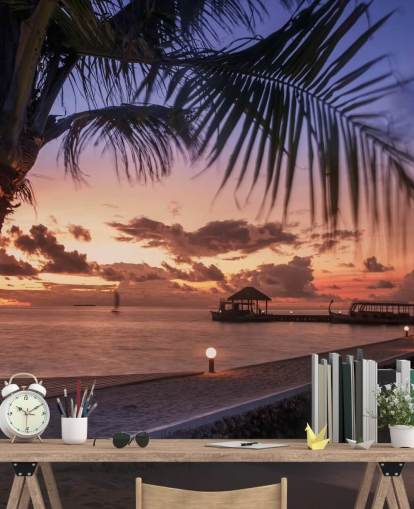 Peaceful Maldives Sunset Photo Wallpaper