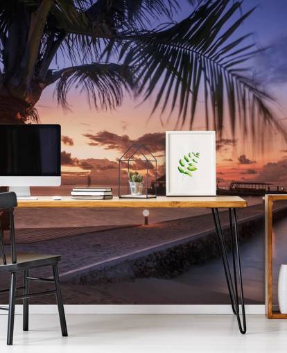 Vreedzame Malediven zonsondergang fotobehang