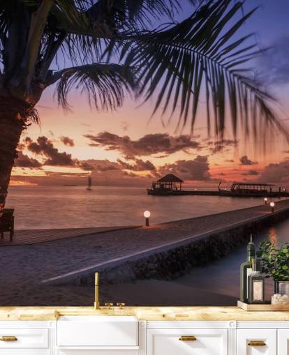 Peaceful Maldives Sunset Photo Wallpaper