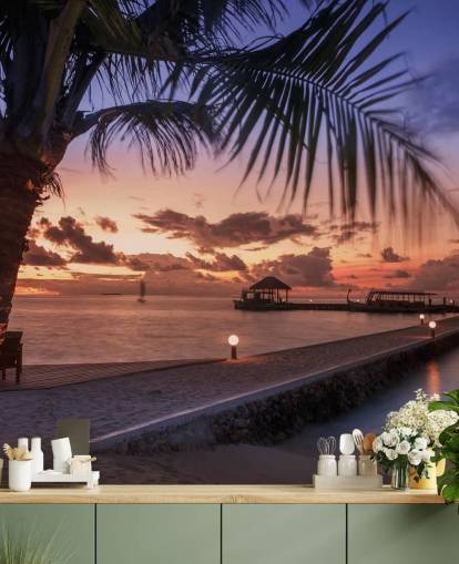 Peaceful Maldives Sunset Photo Wallpaper