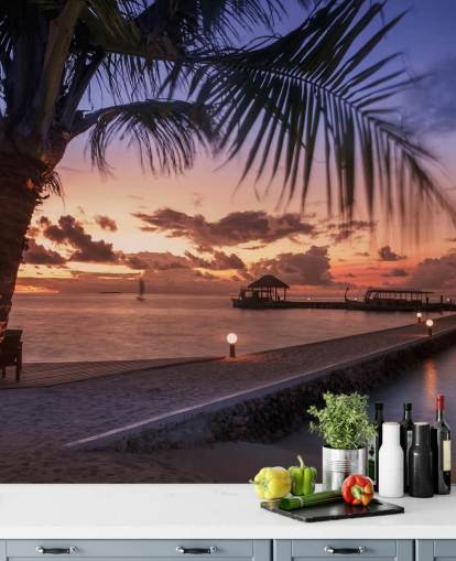 Peaceful Maldives Sunset Photo Wallpaper